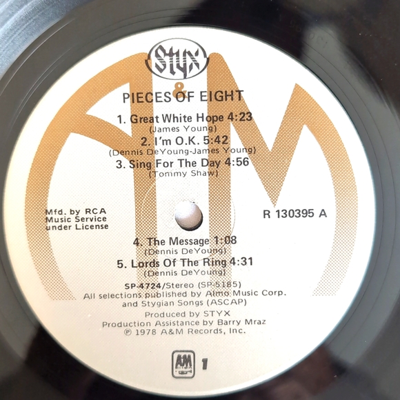 Vintage STYX PIECES OF EIGHT Vinyl LP Record Album - Picture 10 of 11